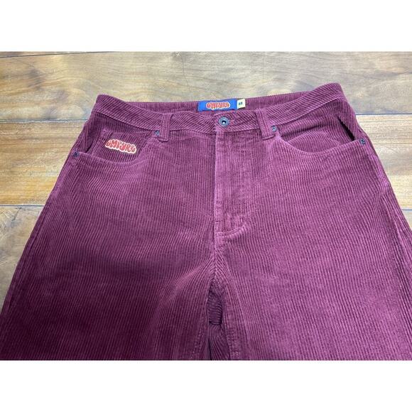 Empyre Relaxed Baggy Corduroy Pants Men’s 32 Burgundy Skateboard Y2K Hip Hop - Picture 3 of 11